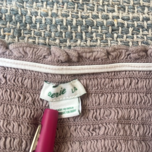 Aerie Mauve Dusty Pink Smocked Tank Top Large Ruffle Sleeves - Picture 6 of 7